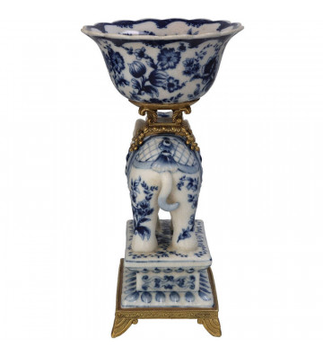 Vaso ciotola Elefante in ceramica blu e bianco h28cm - nardini forniture