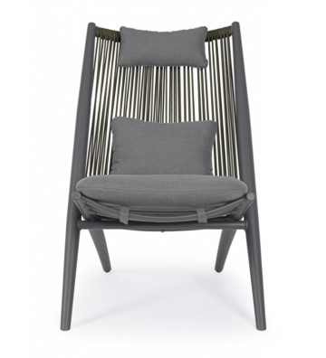 Lounge Aloha outdoor bizzotto armchair grey anthracite and green with cushions