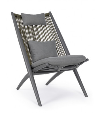 Lounge Aloha outdoor bizzotto armchair grey anthracite and green with cushions