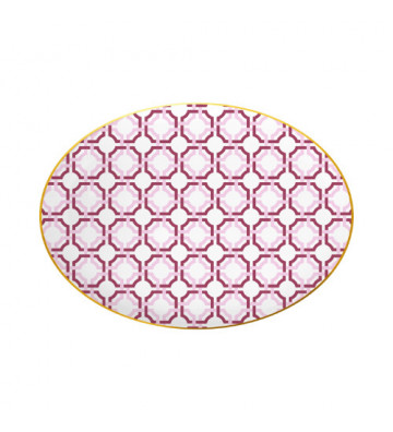 Vassoio Firenze in porcellana rosa geometria 31cm - baci milano - nardini forniture