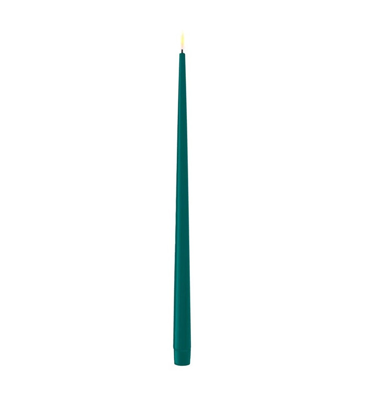 Set 2 candele lunghe artificiali color pavone LED 38cm - nardini forniture