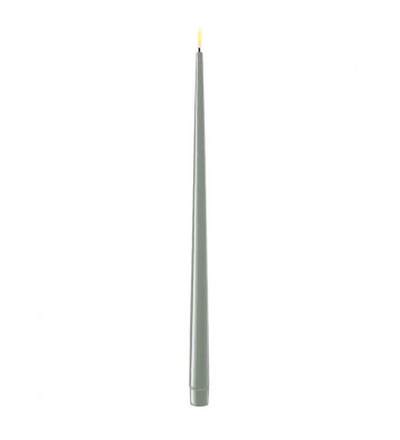 Set 2 candele lunghe artificiali verde salvia LED 38cm - nardini forniture