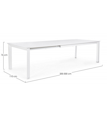Tavolo da pranzo per esterno in alluminio bianco 200/300x110cm - nardini forniture