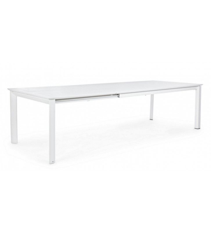 Tavolo da esterno Mercurio, Tavolo rettangolare, Tavolo allungabile da  giardino o da bar, 100% Made in Italy, 160-220x90h74 cm, Bianco