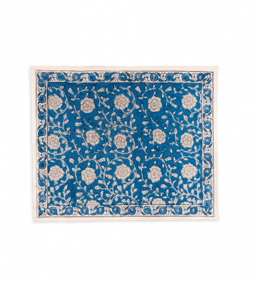 Tovaglietta blu fantasia floreale block printing 36x45cm - nardini forniture