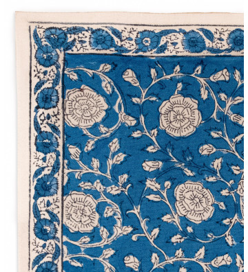 Tovaglietta blu fantasia floreale block printing 36x45cm - nardini forniture