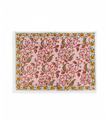 Tovaglietta fantasia floreale rosa block printing 36x45cm - nardini forniture