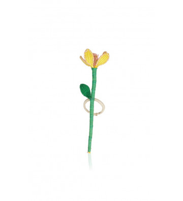 Lega tovagliolo in rafia a fiore giallo fatta a mano in Colombia - nardini forniture