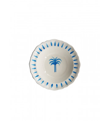 Piatto fondo dipinto a mano con tropical palm blu 22cm - les ottomans - nardini forniture