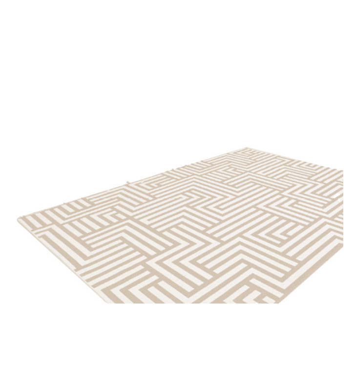 Tappeto geometrico cotone trapuntato con nappe 200x200 cm beige e nero Eldes
