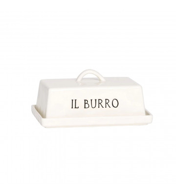 Burriera in ceramica bianca con scritta "Il Burro" - nardini forniture