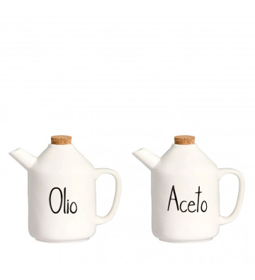 Set 2 bottiglie olio e aceto in ceramica 250ml - nardini forniture