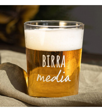 Bicchiere per birra in vetro trasparente con scritta "Birra Media" - nardini forniture