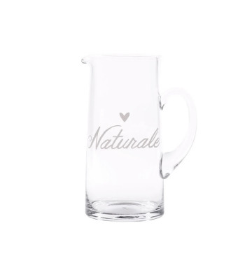 Brocca in vetro trasparente con scritta "Naturale" - nardini forniture