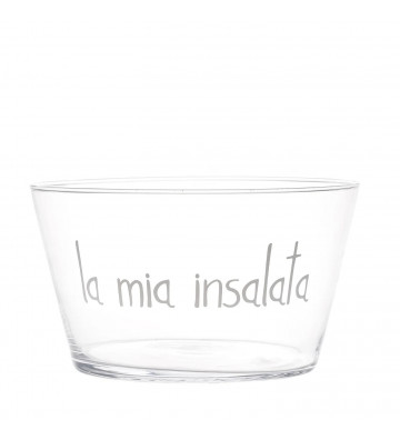 Insalatiera in vetro con scritta "La mia insalata" 24cm - nardini forniture