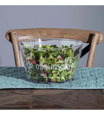 Insalatiera in vetro con scritta "La mia insalata" 24cm - nardini forniture