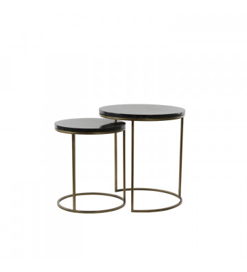 Side table tondo in pietra nera e metallo bronzo / 2 misure - nardini forniture
