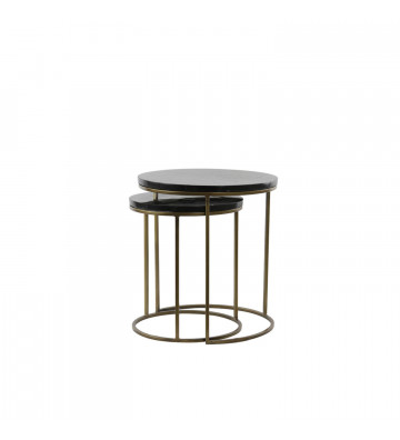 Side table tondo in pietra nera e metallo bronzo / 2 misure - nardini forniture