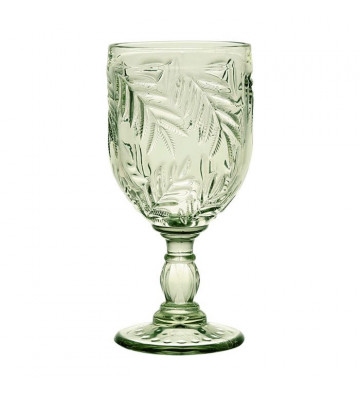 Calice da vino in vetro con foglie verde - cote table - nardini forniture