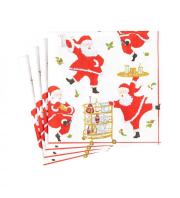 Set 20 tovaglioli in carta da cocktail di Babbo Natale - Caspari - Nardini Forniture