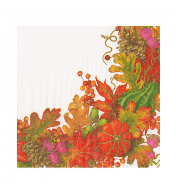 Set 20 tovaglioli in carta da pranzo fantasia foglie d'autunno - Caspari - Nardini Forniture