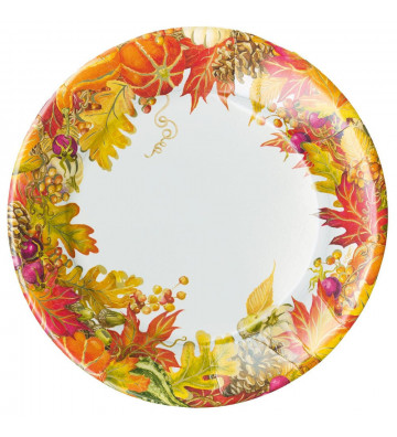 Set 8 piatti da pranzo in carta tondi foglie d'autunno - Caspari - Nardini Forniture