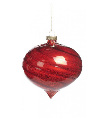 Pallina di natale in vetro a goccia rossa 10 cm - Goodwill - Nardini Forniture