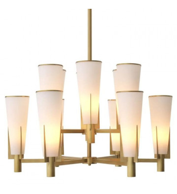 Lampadario coni in ottone e vetro bianco 12 punti luce - eichholtz - nardini forniture