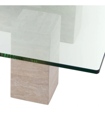 Tavolo da fumo quadrato di design con base in travertino 100cm - eichholtz - nardini forniture