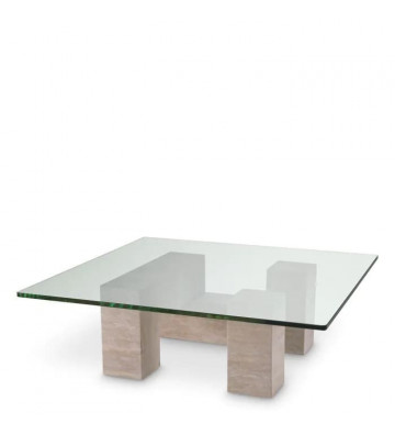 Tavolo da fumo quadrato di design con base in travertino 100cm - eichholtz - nardini forniture