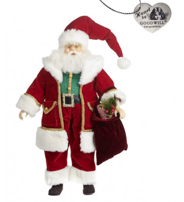 Statuetta babbo natale con vischio in tessuto H 50 cm - Goodwill - Nardini Forniture