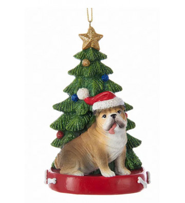 RESIN BULLDOG WITH TREE