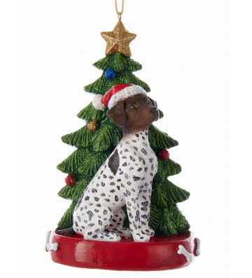 Pallina di natale cane pastore tedesco con albero di natale H 11 cm