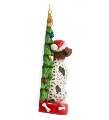 Pallina di natale cane pastore tedesco con albero di natale H 11 cm