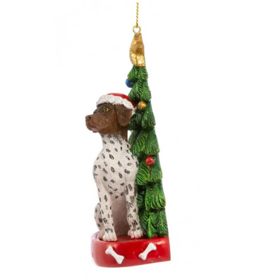 Pallina di natale cane pastore tedesco con albero di natale H 11 cm