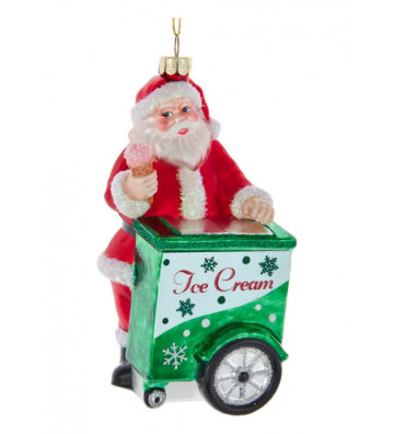 Pallina di natale in vetro babbo natale con cono gelato H 14 cm