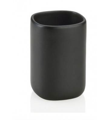 Portaspazzolino nero in ceramica H 12 cm - Andrea House - Nardini Forniture