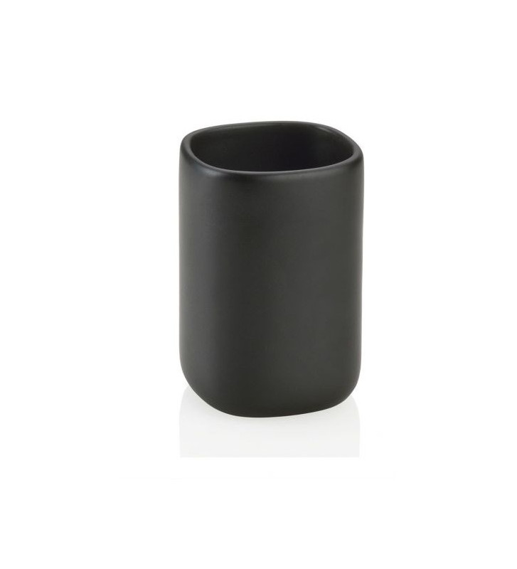 Portaspazzolino di alta qualità con supporto a parete SDEZPB Ceramica nera  opaca - Serie ES