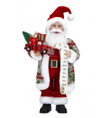 Statuetta Babbo Natale con macchina giocattolo H 41 cm  - Nardini Forniture