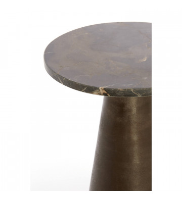 Side table circolare base bronzo e piano in marmo marrone h43cm - light and living - nardini forniture