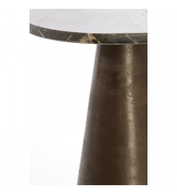 Side table circolare base bronzo e piano in marmo marrone h43cm - light and living - nardini forniture