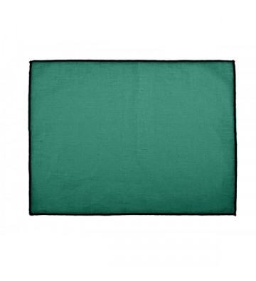 Tovaglietta rettangolare all'americana in lino verde bordo nero - nardini forniture