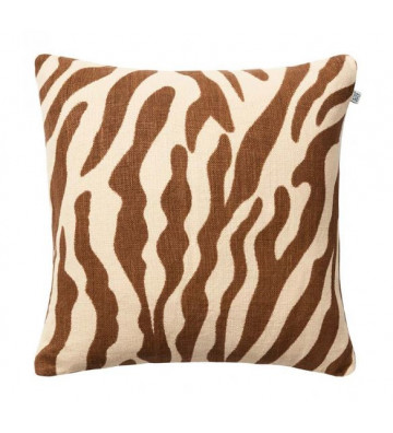 Fodera per cuscino in lino fantasia zebrata beige e marrone 50x50 cm - Nardini Forniture