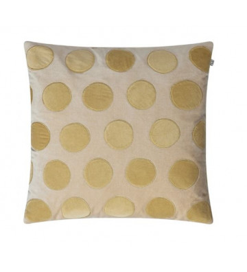 Federa per cuscino in velluto beige con cerchi gialli 50 x 50 cm - Nardini Forniture