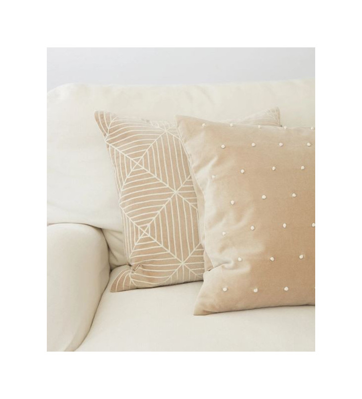 Fodera per cuscino in velluto beige con ricamo bianco 50x50 cm - Nardini  Forniture
