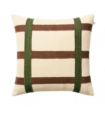Fodera per cuscino in lino linee verdi e tortora 50x50 cm - Nardini Forniture