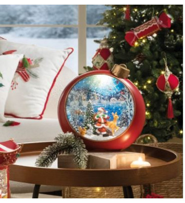 Decorazione natalizia pallina di natale con neve in movimento e luci led H 22 cm L' Oca Nera - Nardini Forniture