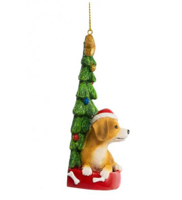 Pallina di natale con beagle e albero di natale 11 cm - Nardini Forniture