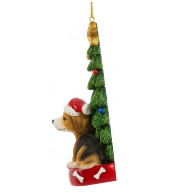 Pallina di natale con beagle e albero di natale 11 cm - Nardini Forniture