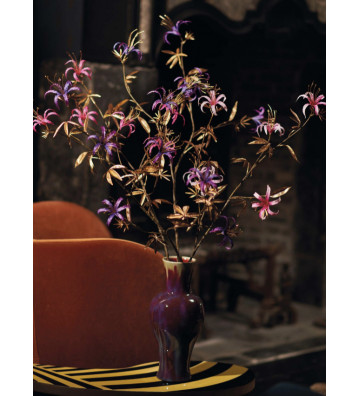Ramo con foglie oro e viola 126cm - silkka - nardini forniture